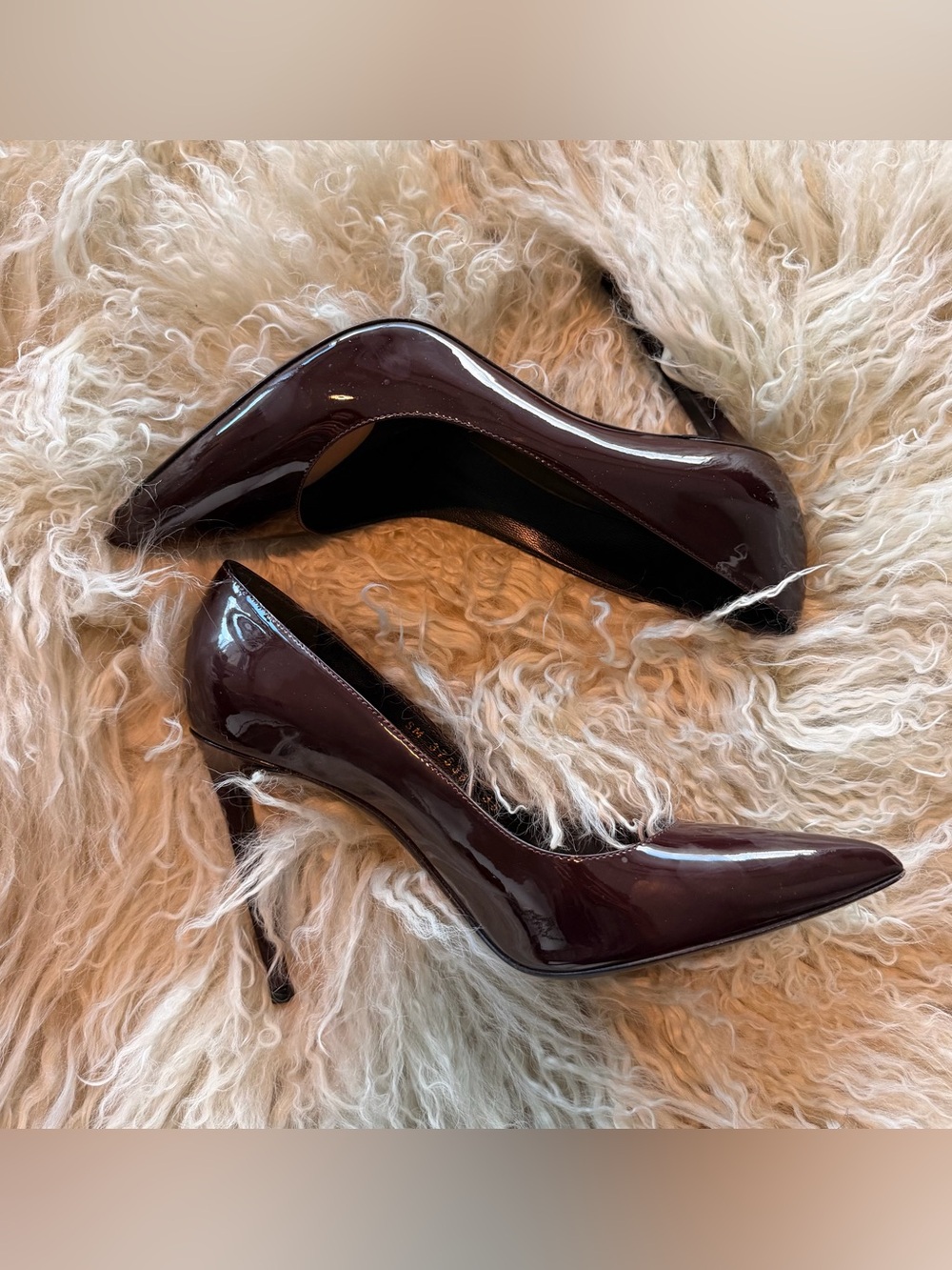 Saint Laurent Patent Pointed-Toe Stiletto Pumps in Deep Burgundy - Picture 3 of 9